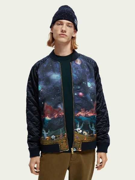 Scotch & Soda Dunkelblaue gemusterte Herrenjacke Scotch & Soda
