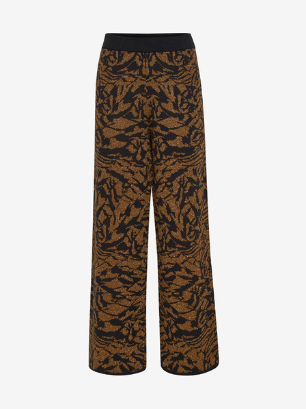 ICHI ICHI Braun gemusterte Wollgemisch-Hose für Damen
