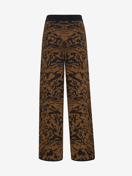 ICHI ICHI Braun gemusterte Wollgemisch-Hose für Damen