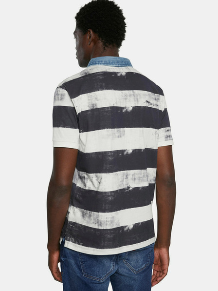 Desigual Desigual TS Julien schwarz-weiß gestreiftes Poloshirt für Herren