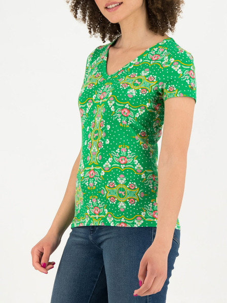 Blutsgeschwister Grünes T-Shirt mit Blumenmuster Blutsgeschwister Karnevalskarussell