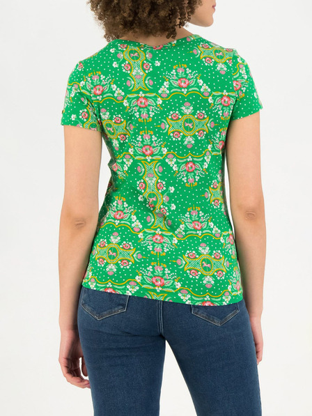 Blutsgeschwister Grünes T-Shirt mit Blumenmuster Blutsgeschwister Karnevalskarussell