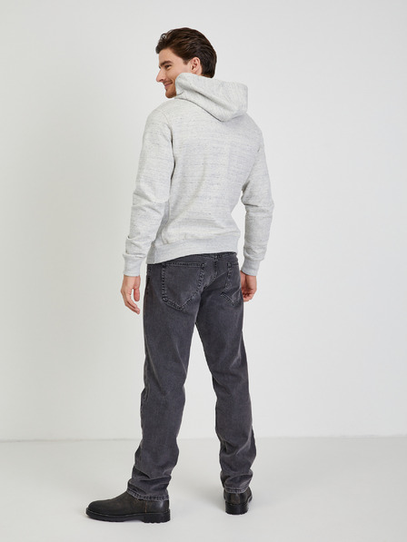 Blend Hellgrau gestromtes Herren Sweatshirt mit Kapuze und Reißverschluss Blend