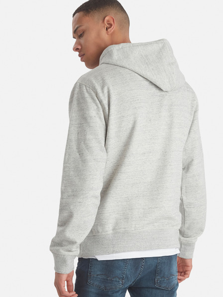 Blend Hellgrau gestromter Herren-Kapuzenpullover mit Reißverschluss Blend