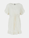 Pieces Cremefarbenes, perforiertes Kleid mit Taillenband Pieces Life