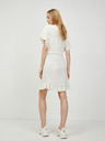 Pieces Cremefarbenes, perforiertes Kleid mit Taillenband Pieces Life