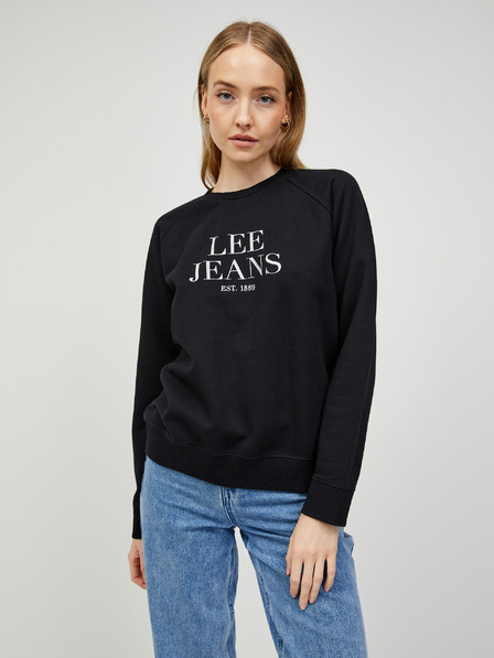 Lee Schwarzes bedrucktes Damen-Sweatshirt Lee Crew