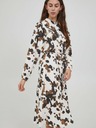 ICHI Weiß gemustertes Hemdkleid mit Krawatte ICHI