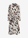 ICHI Weiß gemustertes Hemdkleid mit Krawatte ICHI