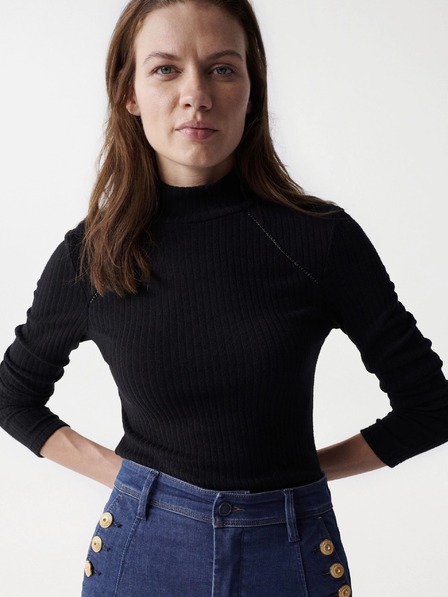 Salsa Jeans Schwarzer Damen-Rippenpullover Salsa Jeans Austria