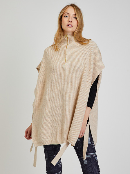 ICHI Beigefarbener Damen-Poncho ICHI