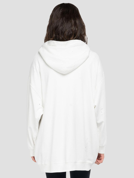 Replay Weißes Damen-Sweatshirt in Übergröße mit Ripp-Effekt Replay