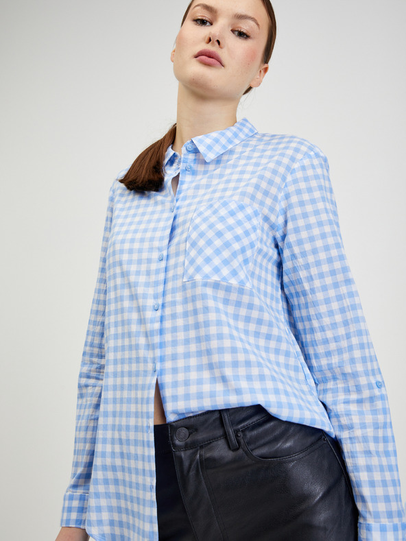 Orsay Hellblau kariertes Damenhemd ORSAY