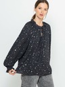 CAMAIEU Dunkelgrau gemusterte lockere Bluse CAMAIEU
