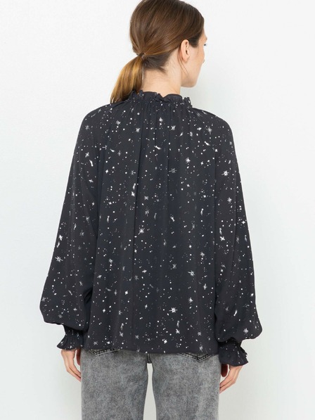 CAMAIEU Dunkelgrau gemusterte lockere Bluse CAMAIEU