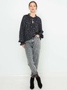 CAMAIEU Dunkelgrau gemusterte lockere Bluse CAMAIEU
