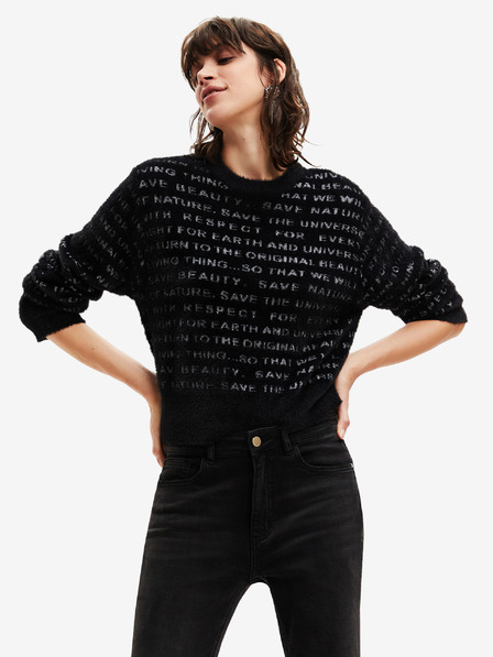 Desigual Schwarzer Desigual I Wonder Kurzpullover für Damen