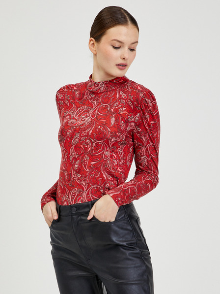 Orsay Rotes gemustertes langärmeliges Damen ORSAY Paisy T-Shirt