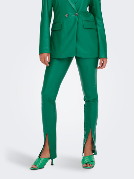 ONLY Grüne Damen-Kunstlederleggings mit Schlitz ONLY Papaya
