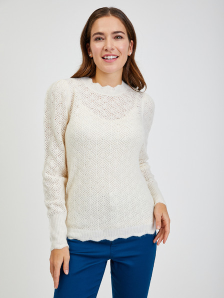 Orsay Cremefarbener perforierter Damenpullover ORSAY