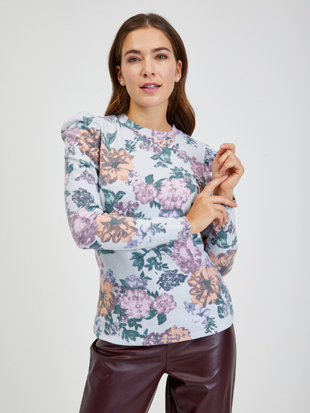 Orsay Hellgraues Damen T-Shirt mit Blumenmuster ORSAY