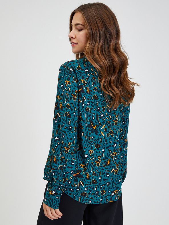 Orsay Petrolfarbenes gemustertes Damenhemd ORSAY