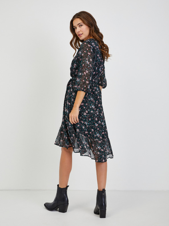 Orsay Schwarzes Damen-Blumenkleid mit Bindung ORSAY