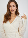 Orsay Perforiertes cremefarbenes Damen Pulloverkleid mit Schnürung ORSAY