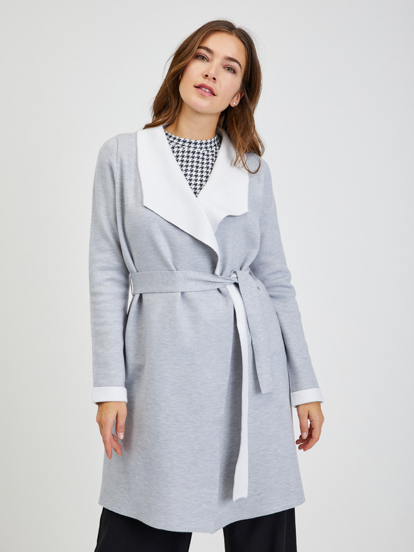 Orsay Hellgrauer Damen Cardigan mit Bindung ORSAY