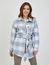 Orsay Weiß-blau karierte Damen-Hemdjacke mit Bindung ORSAY