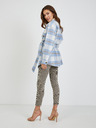 Orsay Weiß-blau karierte Damen-Hemdjacke mit Bindung ORSAY
