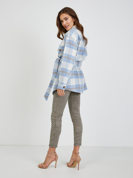 Orsay Weiß-blau karierte Damen-Hemdjacke mit Bindung ORSAY
