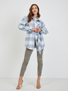 Orsay Weiß-blau karierte Damen-Hemdjacke mit Bindung ORSAY