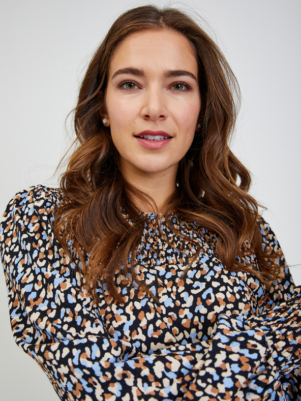 Orsay Braun-blaues gemustertes Damenkleid ORSAY