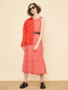 ZOOT.lab Beige und rot gemustertes Midikleid mit Krawatte ZOOT.lab Zula