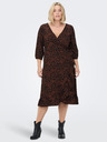 ONLY CARMAKOMA Braun-schwarzes ONLY CARMAKOMA Lux Lea Wickelkleid für Damen