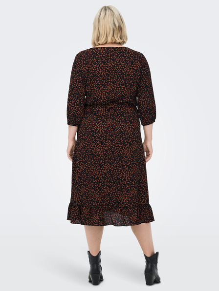ONLY CARMAKOMA Braun-schwarzes ONLY CARMAKOMA Lux Lea Wickelkleid für Damen