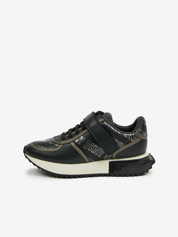 DKNY Schwarze gemusterte DKNY Damen-Ledersneakers