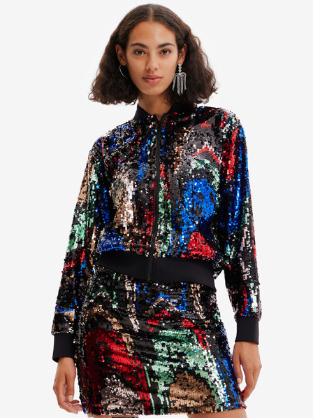 Desigual Rot-schwarzer Pailletten-Bomber für Damen Desigual Sequin