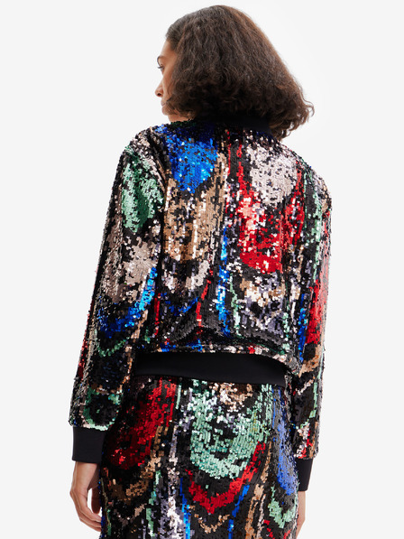 Desigual Rot-schwarzer Pailletten-Bomber für Damen Desigual Sequin