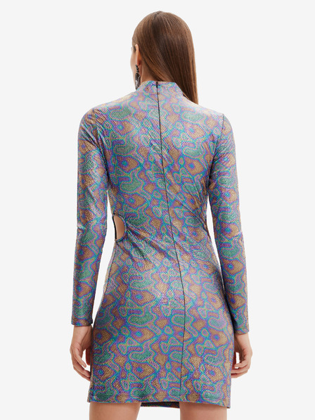 Desigual Rosa und grünes Desigual Luna Metallic Etuikleid für Damen