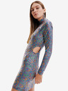 Desigual Rosa und grünes Desigual Luna Metallic Etuikleid für Damen