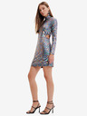 Desigual Rosa und grünes Desigual Luna Metallic Etuikleid für Damen