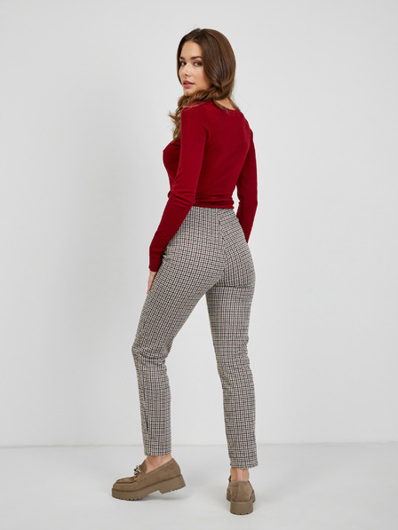 Orsay Beige karierte Damenhose ORSAY