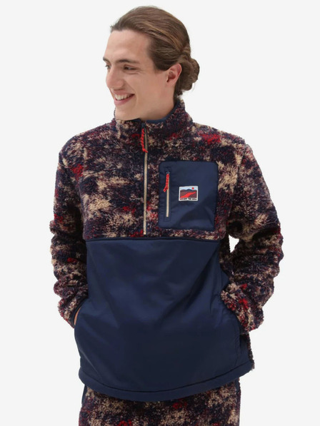 Vans Rot und blau gemustertes Herren-Kunstpelz-Sweatshirt VANS