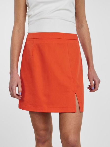 Pieces Orangefarbener Damenminirock mit Schlitz Pieces Thelma