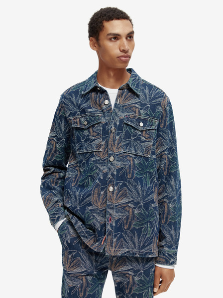 Scotch & Soda Dunkelblaue gemusterte Herren-Jeansjacke Scotch & Soda