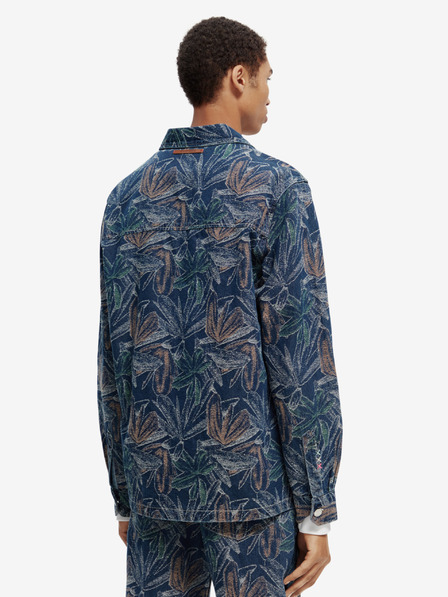 Scotch & Soda Dunkelblaue gemusterte Herren-Jeansjacke Scotch & Soda