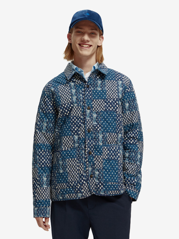 Scotch & Soda Blaue Scotch & Soda Herren Stepphemdjacke mit Muster