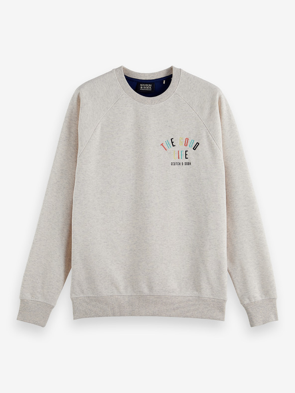 Scotch & Soda Hellgraues gestromtes Herren-Sweatshirt Scotch & Soda